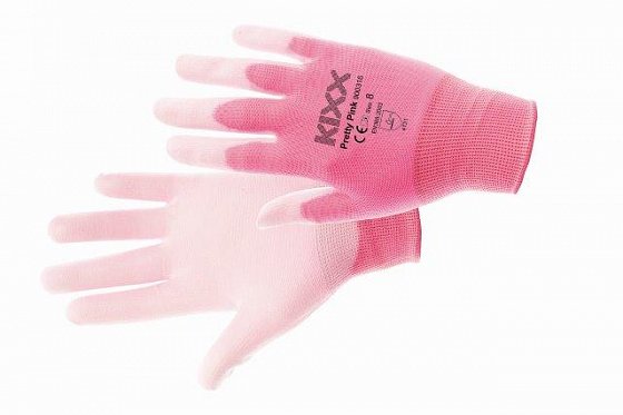 CERVA - PRETTY PINK rukavice nylonové PU dlaň růžová - velikost 9